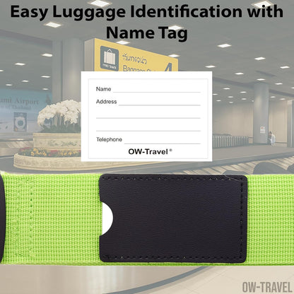 Green TSA luggage strap. Lockable suitcase belts for added security