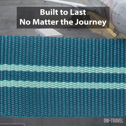 Green / Blue TSA luggage strap. Lockable suitcase belts for added security