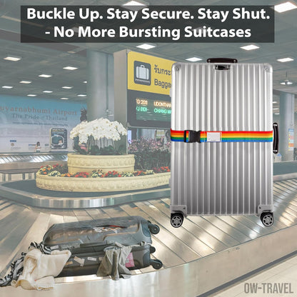 Rainbow luggage strap suitcase belts with with baggage address tag label