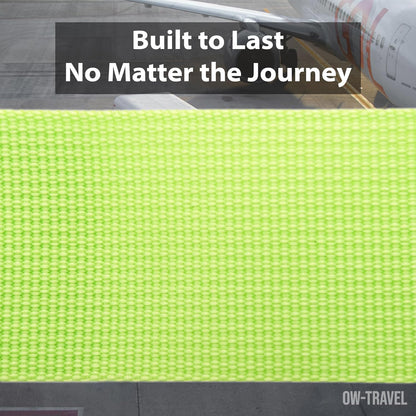 Green TSA luggage strap. Lockable suitcase belts for added security