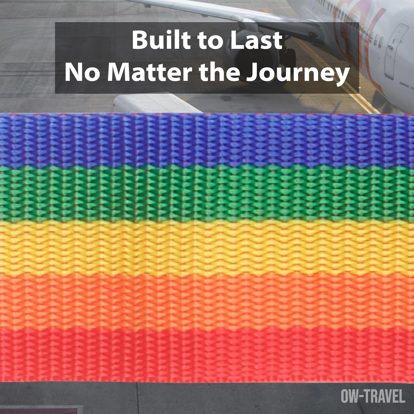 Rainbow TSA luggage strap. Lockable suitcase belts for added security