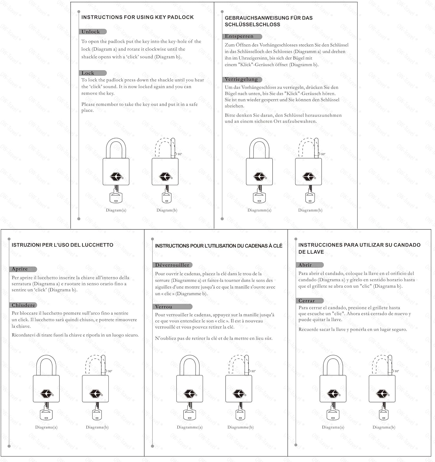 TSA luggage locks. Mini black key travel padlocks for suitcases bags