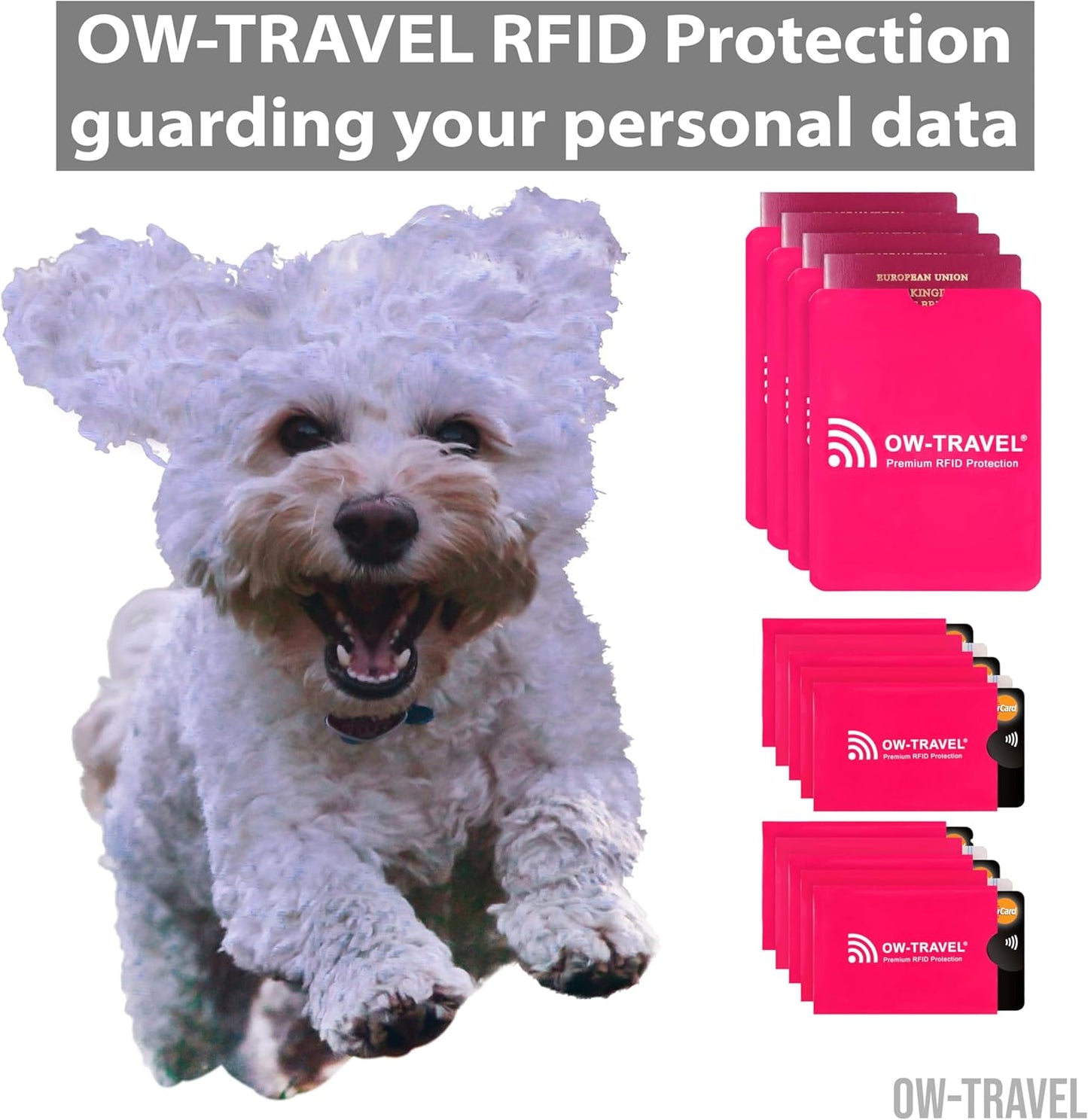 Pink RFID blocking contactless credit card passport protector sleeves