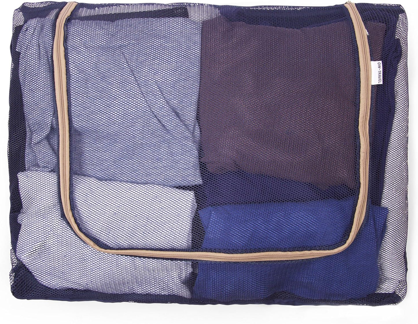 Blue packing cubes for suitcases. Travel storage organiser bags 5 pcs