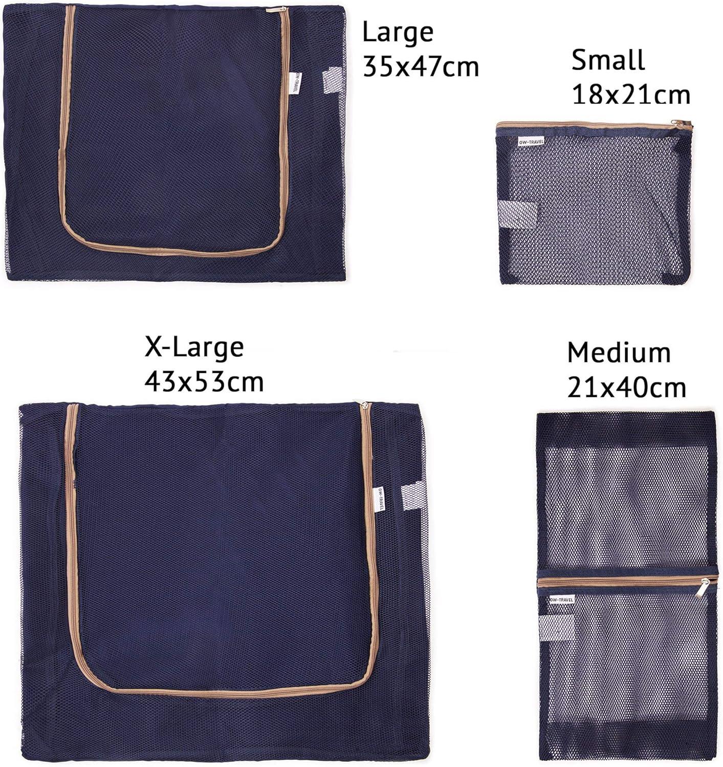 Blue packing cubes for suitcases. Travel storage organiser bags 5 pcs