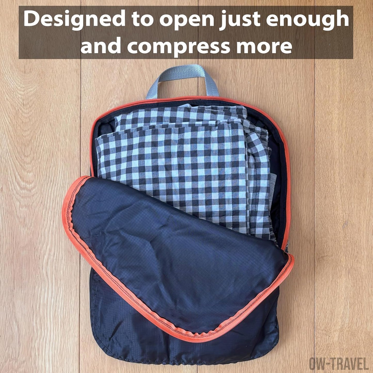 Black compression packing cubes for suitcases. Travel compression storage organiser bags