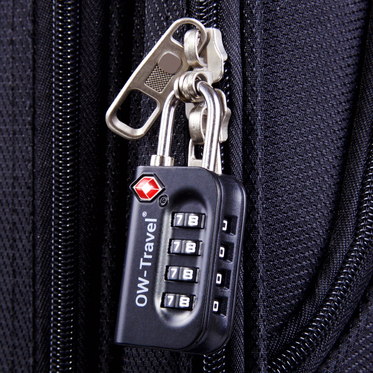 TSA luggage locks. Black 4-dial combination padlocks for suitcases