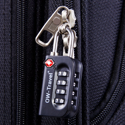 TSA luggage locks. Black 4-dial combination padlocks for suitcases