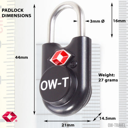 TSA luggage locks. Small black key travel padlocks for suitcases bags lockers