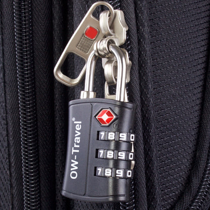 TSA luggage locks. Black 3-dial padlocks for suitcases + baggage tags