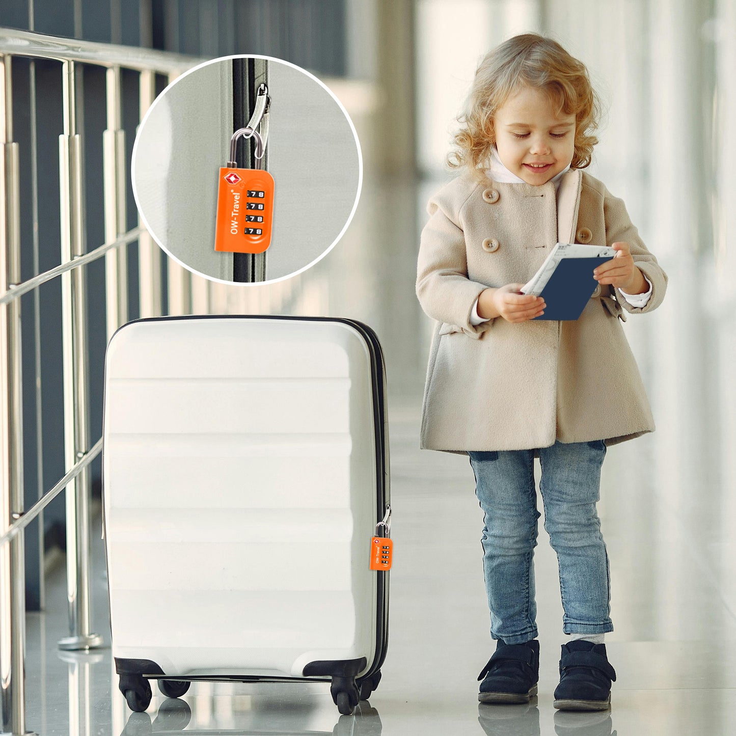 TSA luggage locks. Orange 4-dial combination padlocks for suitcases