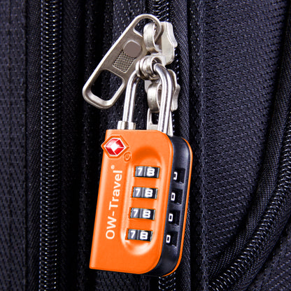 TSA luggage locks. Orange 4-dial combination padlocks for suitcases