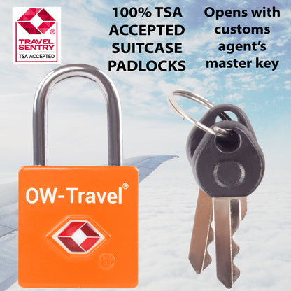 TSA luggage locks. Mini orange key travel padlocks for suitcases bags