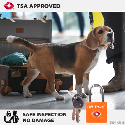 TSA luggage locks. Mini orange key travel padlocks for suitcases bags