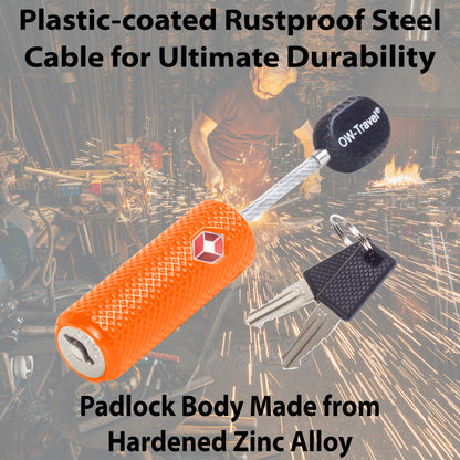 TSA luggage locks. Orange key cable padlocks for suitcases lockers