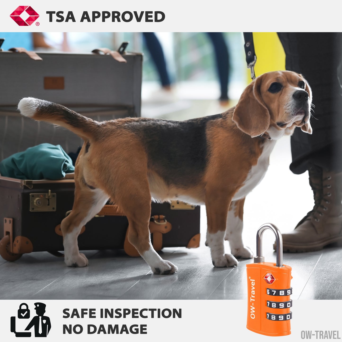 TSA luggage locks. Orange 3-dial padlocks for suitcases lockers bags