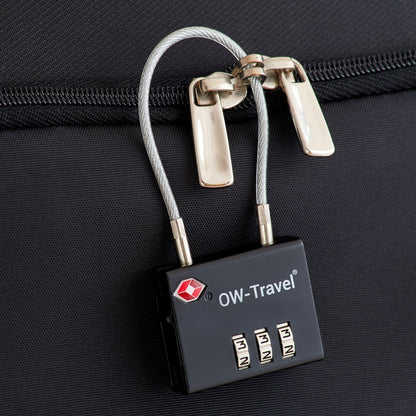 TSA luggage locks. Black cable padlocks for suitcases gym lockers bags