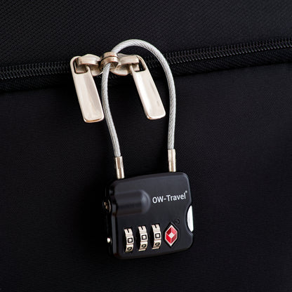 TSA luggage locks. Black cable padlocks for suitcases gym lockers bags