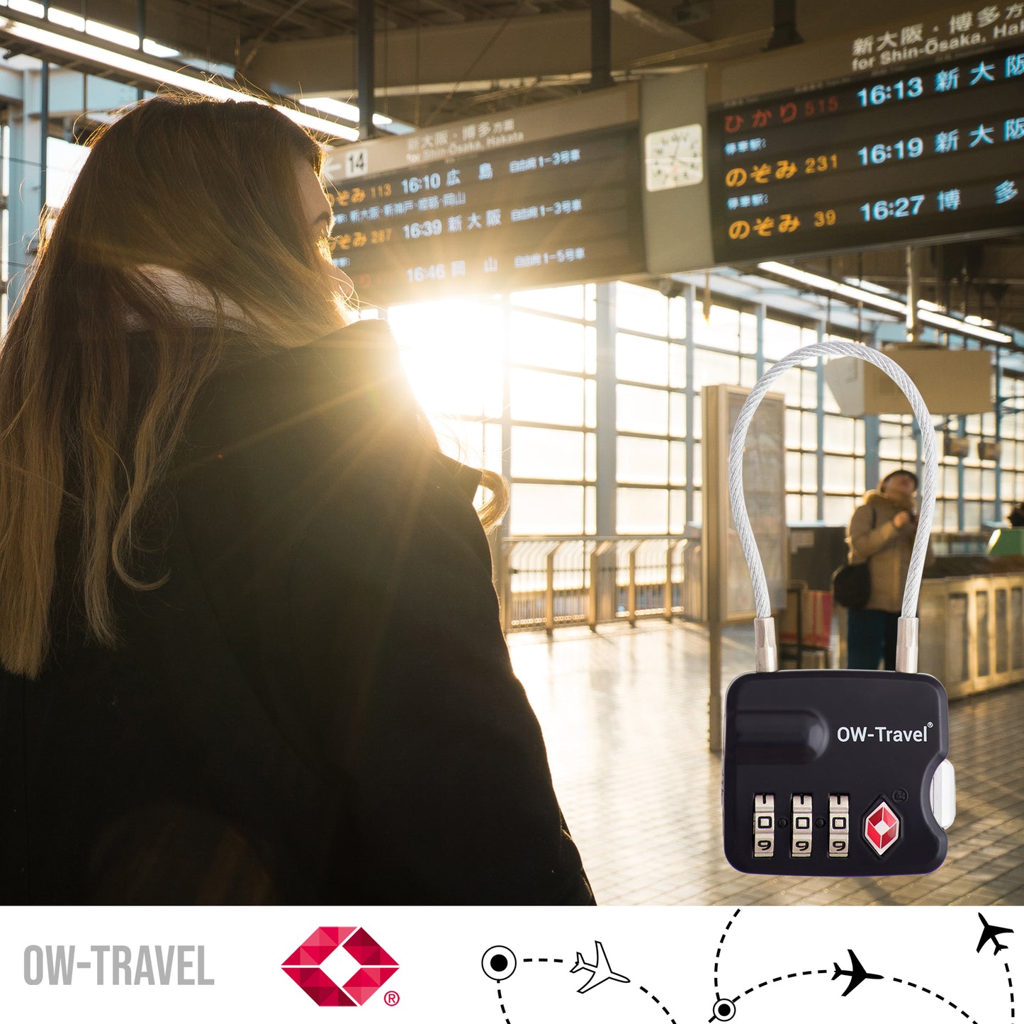 TSA luggage locks. Black cable padlocks for suitcases gym lockers bags