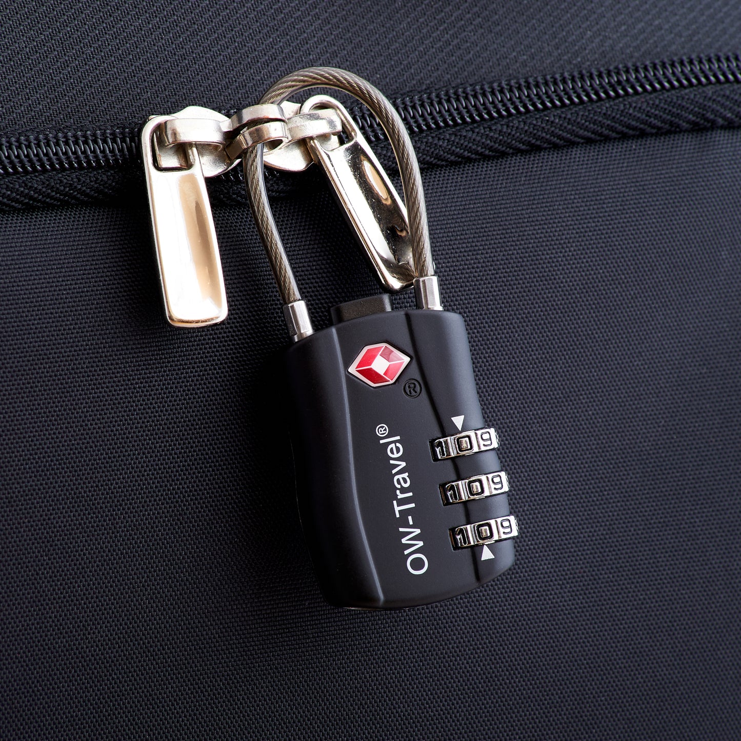 TSA luggage locks. Black cable padlocks for suitcases gym lockers bags
