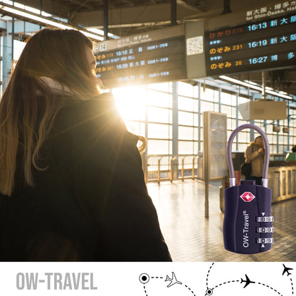 TSA luggage locks. Black cable padlocks for suitcases gym lockers bags
