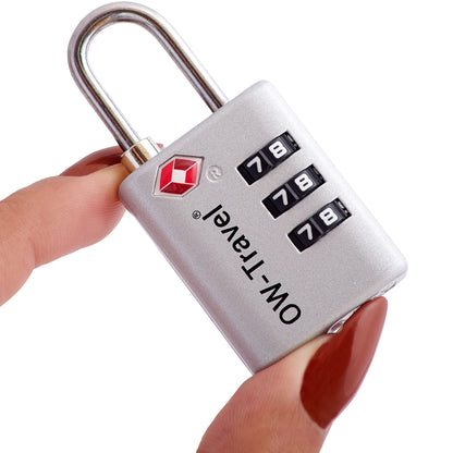 TSA luggage locks. Silver suitcase bag padlocks with inspection alert