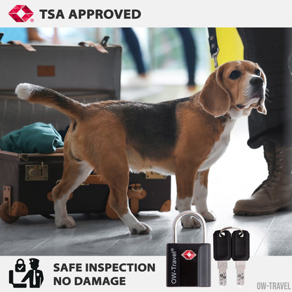 TSA luggage locks. Black key travel padlocks for suitcases bags lockers