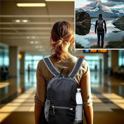 Black Lightweight Foldable Hiking Travel Backpack