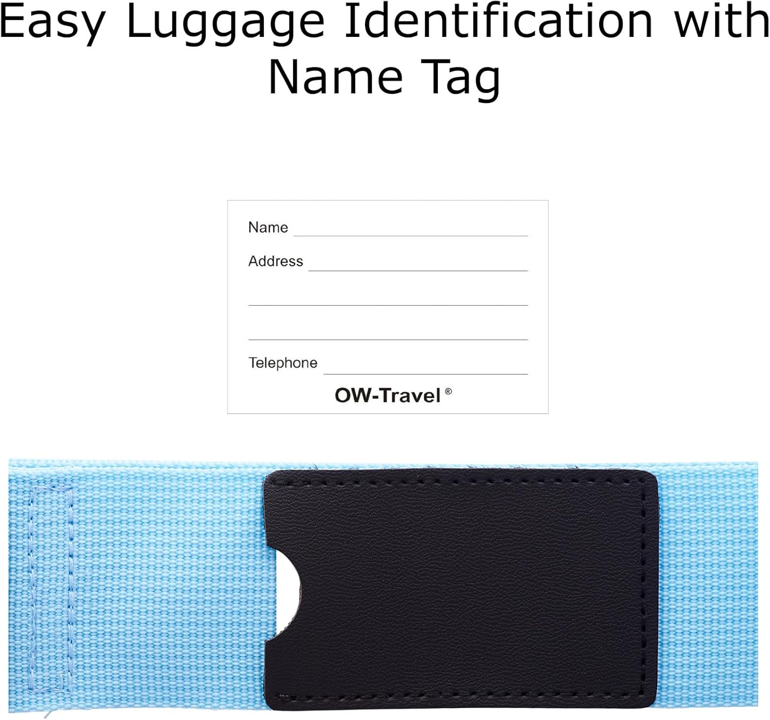 Heavy Duty Lockable Luggage Strap Suitcase Belts TSA - with Personalised Name Tag Identifier Address Label (Blue) - One-Wear, OW-Travel