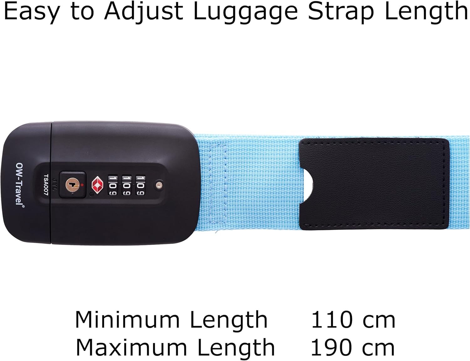 Heavy Duty Lockable Luggage Strap Suitcase Belts TSA - with Personalised Name Tag Identifier Address Label (Blue) - One-Wear, OW-Travel