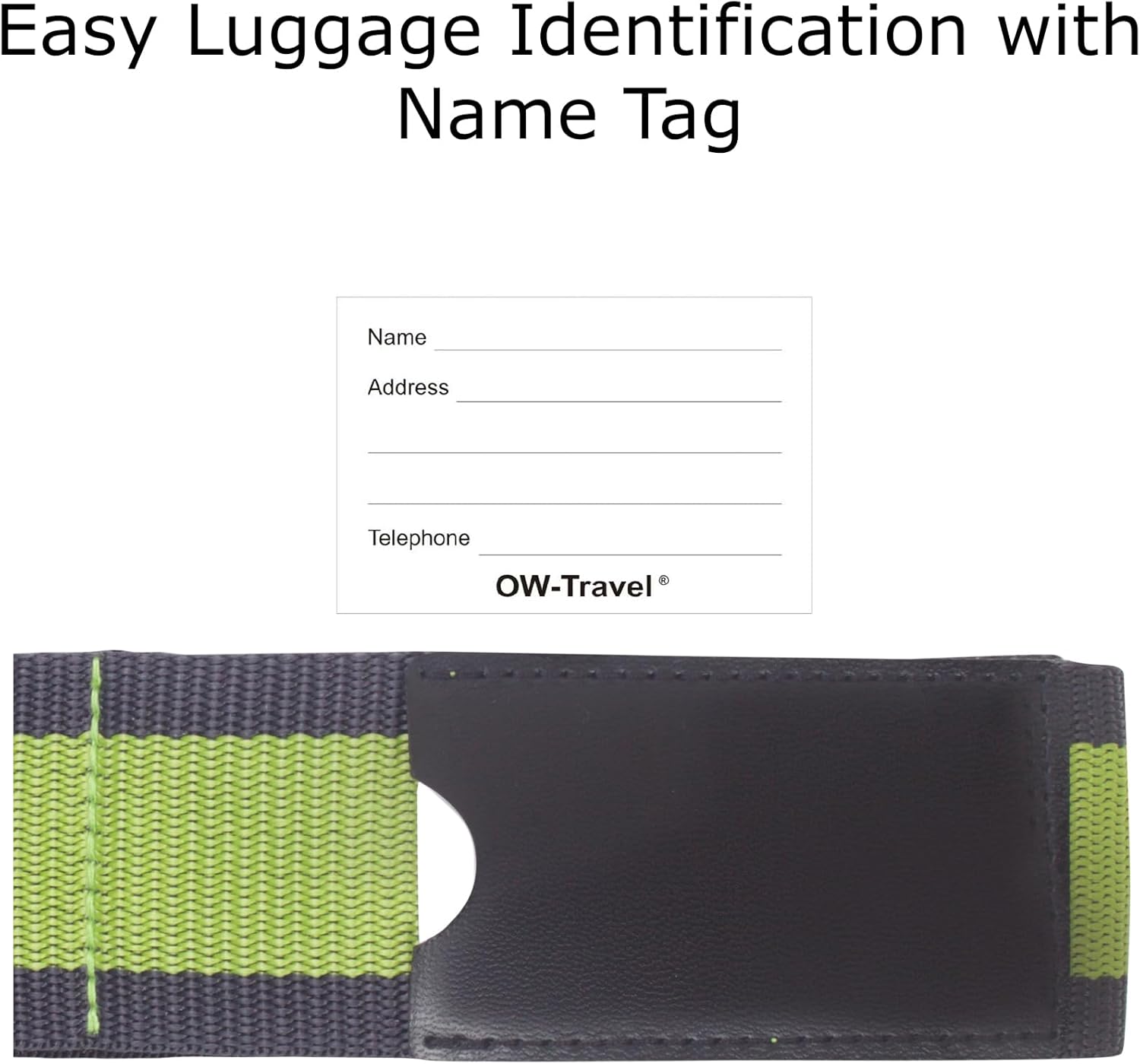 Heavy Duty Lockable Luggage Strap Suitcase Belts TSA - with Personalised Name Tag Identifier Address Label (Grey / Green) - One-Wear, OW-Travel