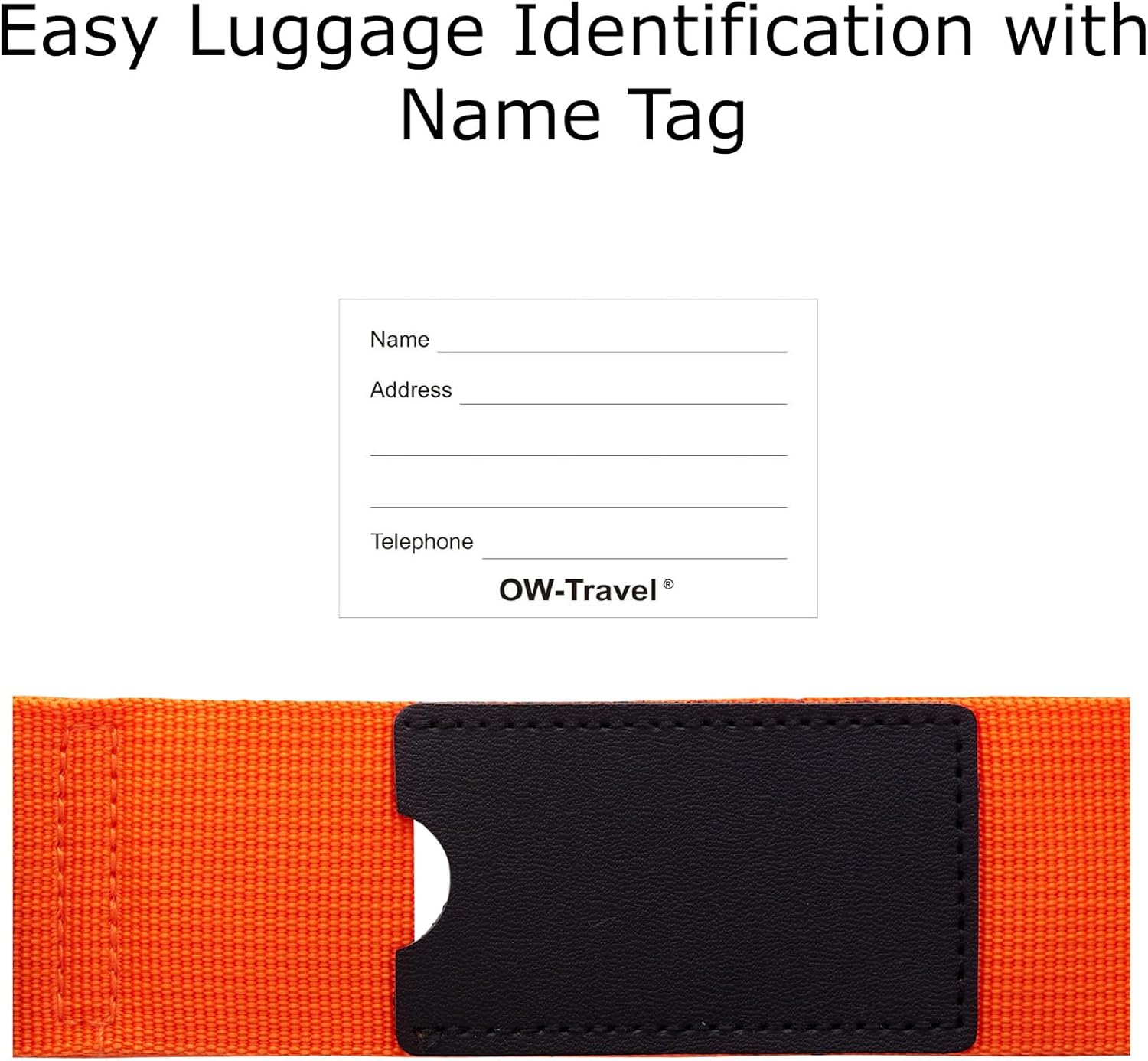 Heavy Duty Lockable Luggage Strap Suitcase Belts TSA - with Personalised Name Tag Identifier Address Label (Orange) - One-Wear, OW-Travel
