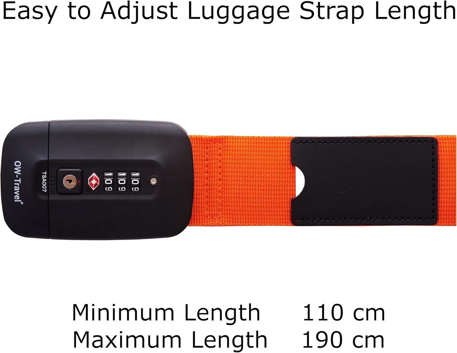 Heavy Duty Lockable Luggage Strap Suitcase Belts TSA - with Personalised Name Tag Identifier Address Label (Orange) - One-Wear, OW-Travel