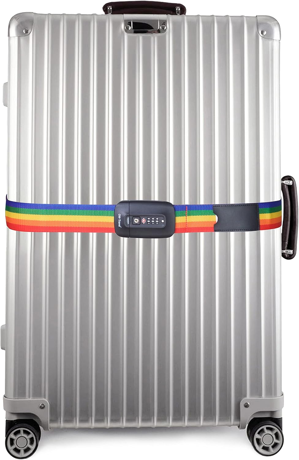 Heavy Duty Lockable Luggage Strap Suitcase Belts TSA - with Personalised Name Tag Identifier Address Label (Rainbow) - One-Wear, OW-Travel