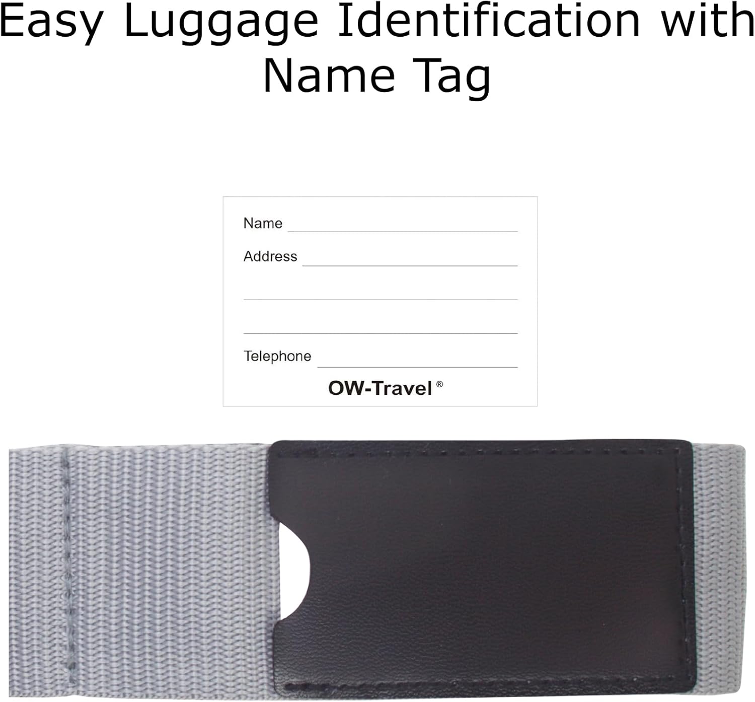Heavy Duty Lockable Luggage Strap Suitcase Belts TSA - with Personalised Name Tag Identifier Address Label (Grey) - One-Wear, OW-Travel