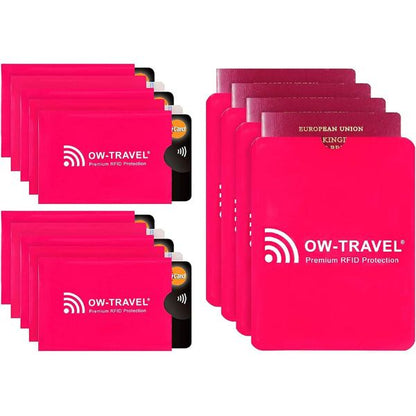 TÜV Approved RFID & NFC Blocking Credit Card + Passport Protector Sleeves - Identity Theft Protection for Contactless Cards - One-Wear, OW-Travel