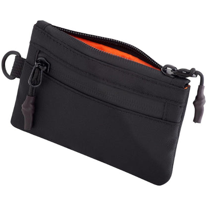 Black RFID Card Wallet Small Coin Compartment.