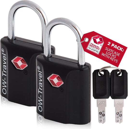 ✅ TSA Key Padlock - Heavy Duty Lock - Travel Sentry Approved for Suitcases, Luggage, Gym Lockers and Tool Boxes - One-Wear, OW-Travel