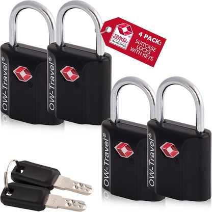 ✅ TSA Key Padlock - Heavy Duty Lock - Travel Sentry Approved for Suitcases, Luggage, Gym Lockers and Tool Boxes - One-Wear, OW-Travel