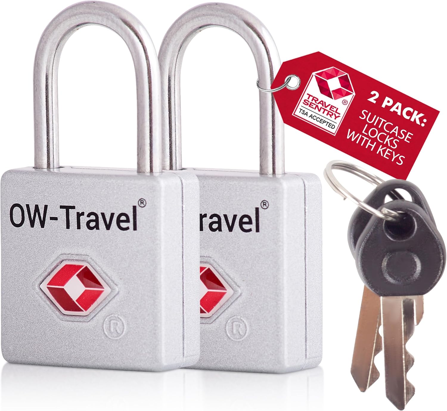 ✅ TSA Key Padlock - Heavy Duty Lock - Travel Sentry Approved for Suitcases, Luggage, Gym Lockers and Tool Boxes - One-Wear, OW-Travel