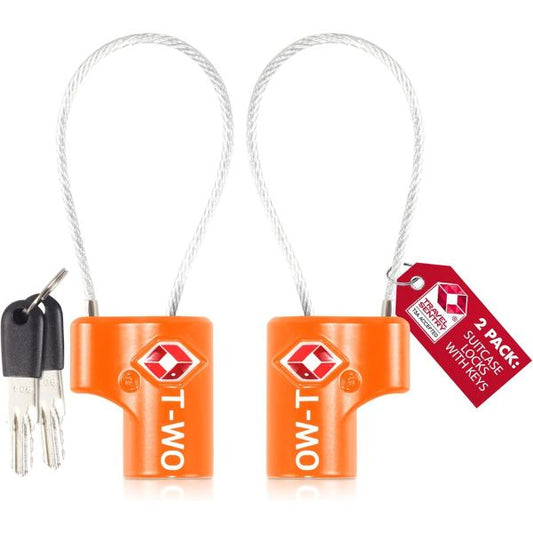 ✅ TSA Key Cable Padlock - Heavy Duty Travel Sentry Approved Lock for Suitcases, Luggage, Gym Lockers and Tool Boxes - One-Wear, OW-Travel