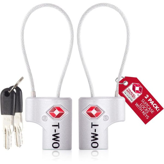 ✅ TSA Key Cable Padlock - Heavy Duty Travel Sentry Approved Lock for Suitcases, Luggage, Gym Lockers and Tool Boxes - One-Wear, OW-Travel
