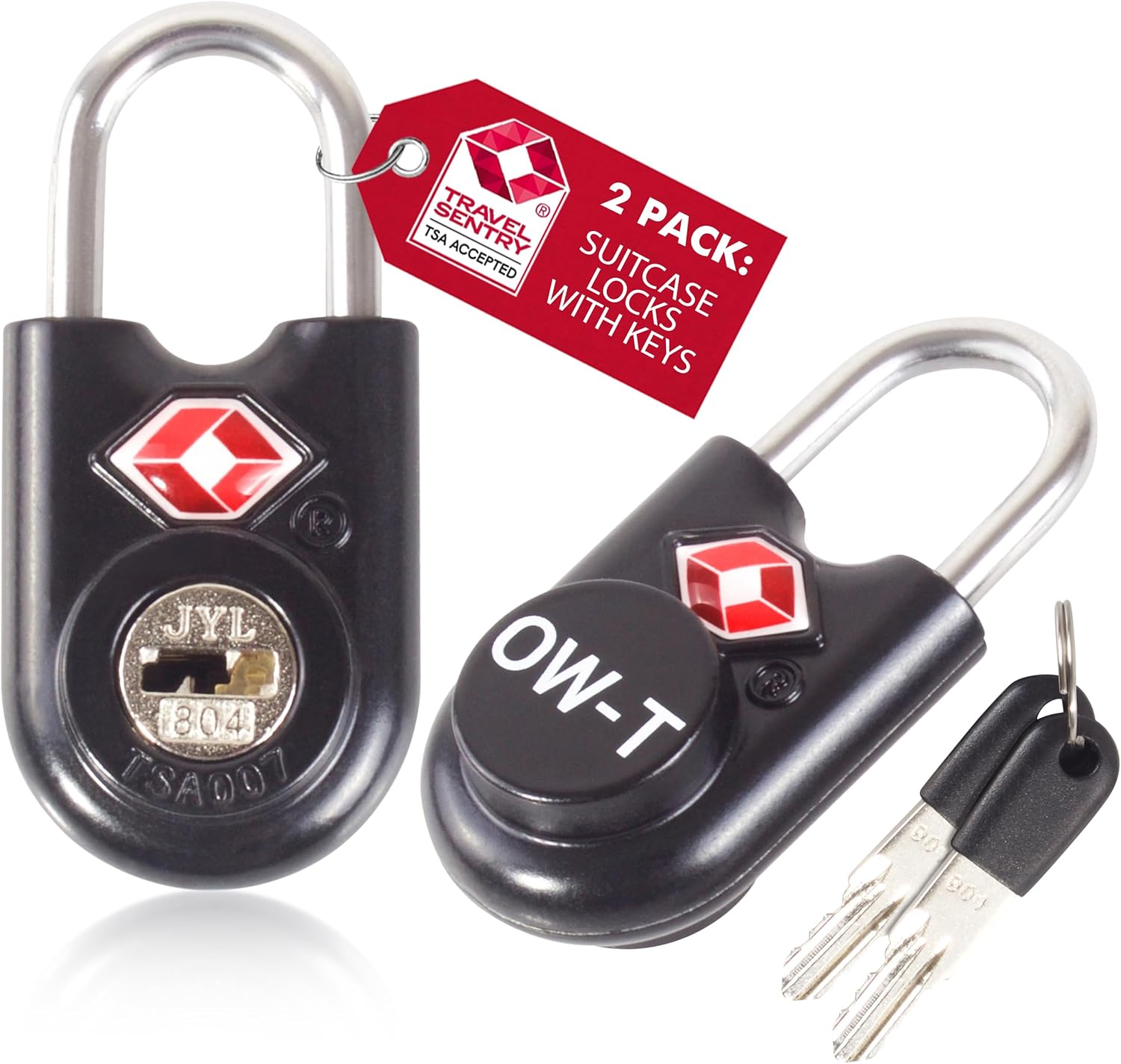 ✅ TSA Key Padlock - Heavy Duty Lock - Travel Sentry Approved for Suitcases, Luggage, Gym Lockers and Tool Boxes - One-Wear, OW-Travel
