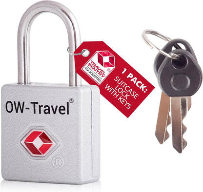 ✅ TSA Key Padlock - Heavy Duty Lock - Travel Sentry Approved for Suitcases, Luggage, Gym Lockers and Tool Boxes - One-Wear, OW-Travel