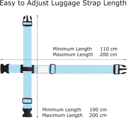 Heavy Duty Luggage Cross Strap Suitcase Belts - with Personalised Baggage Claim Identifier Address Label (Bright Blue) - One-Wear, OW-Travel