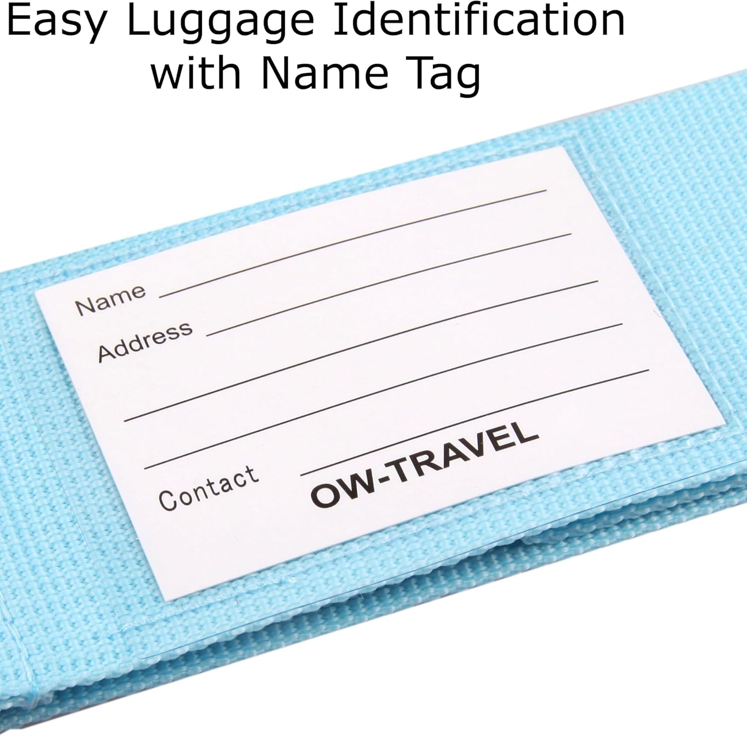 Heavy Duty Luggage Cross Strap Suitcase Belts - with Personalised Baggage Claim Identifier Address Label (Bright Blue) - One-Wear, OW-Travel