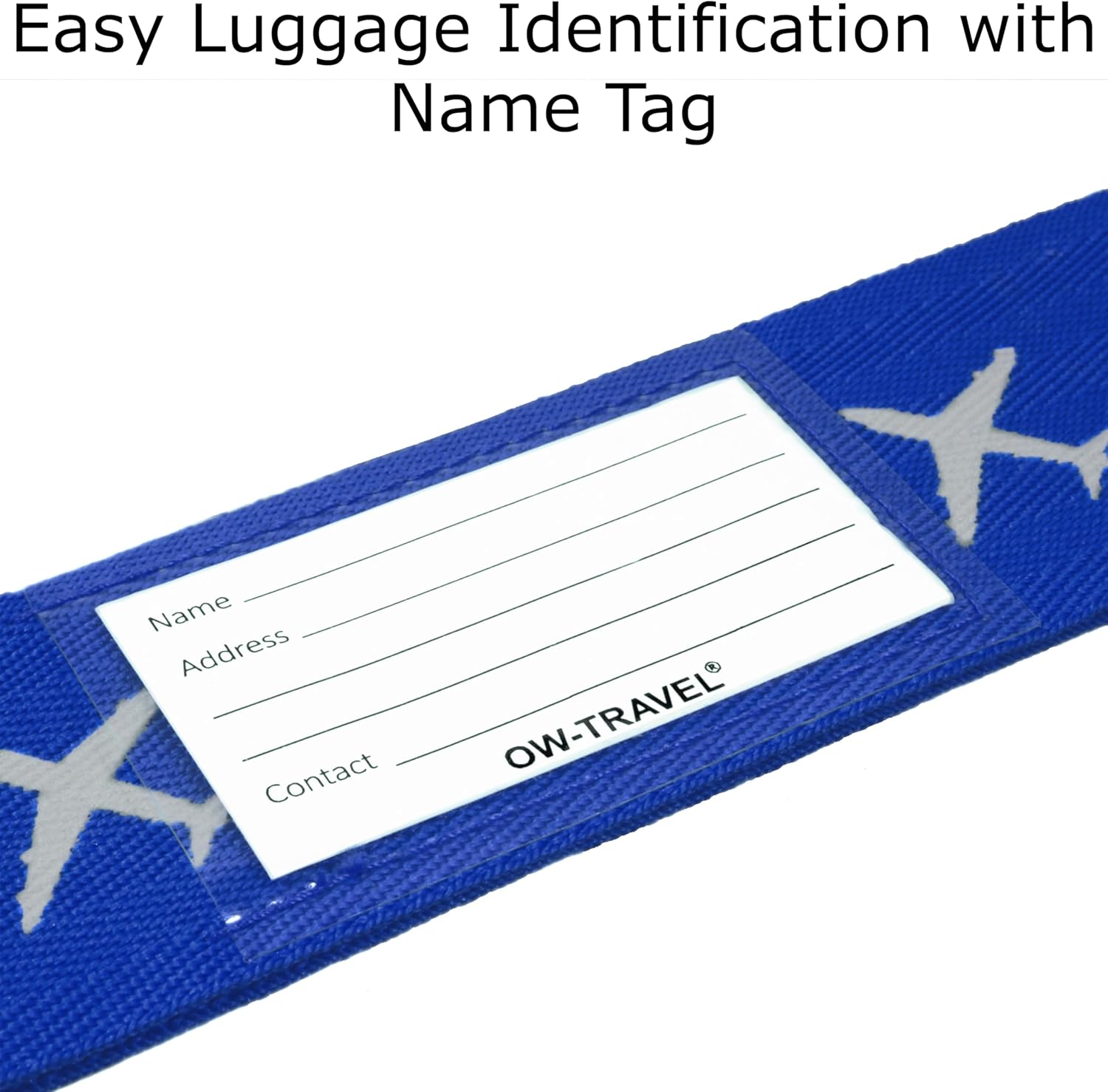 ✅ Heavy Duty Luggage Cross Strap Suitcase Belts - with Personalised Baggage Claim Identifier Address Label (Blue) - One-Wear