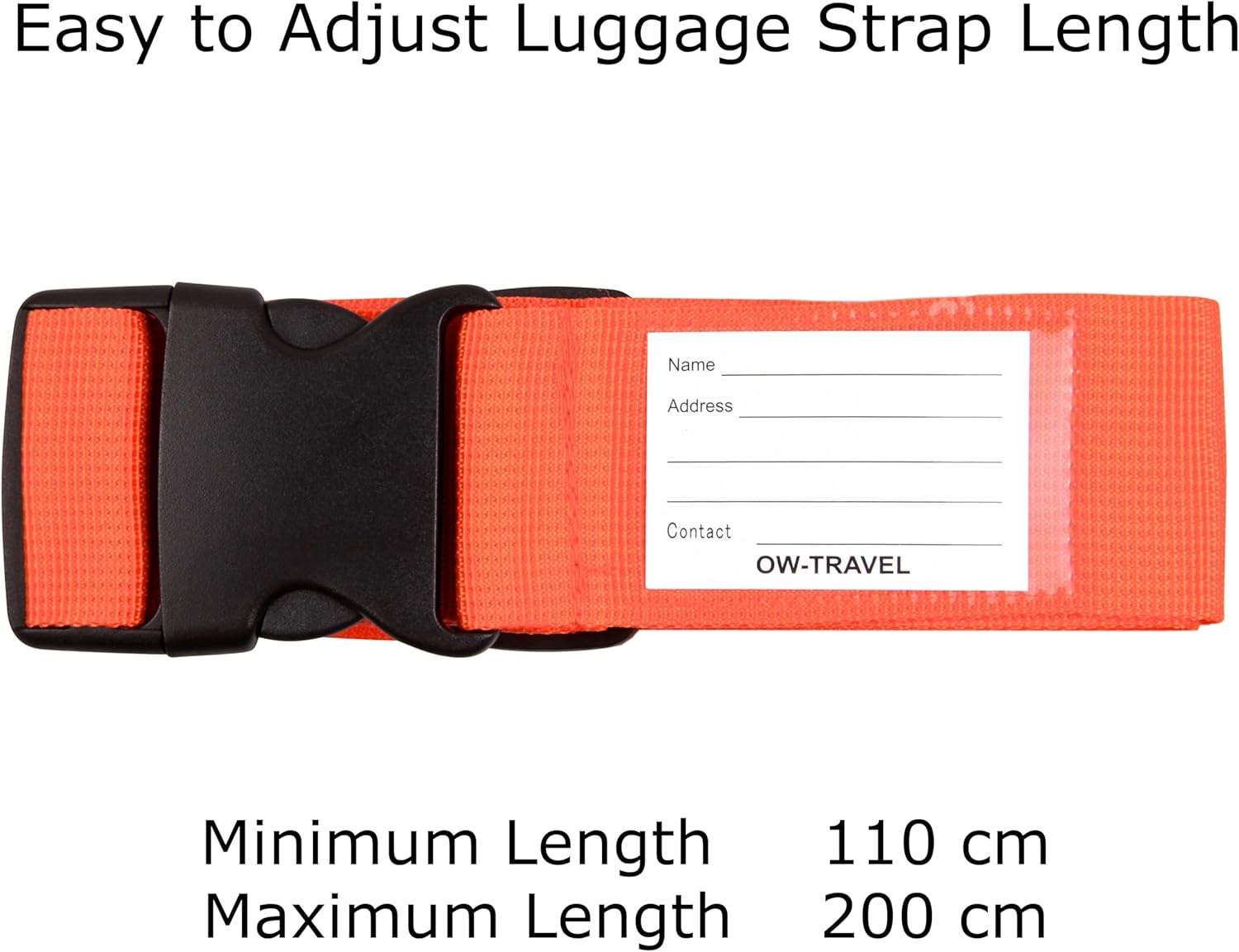 ✅ Heavy Duty Luggage Cross Strap Suitcase Belts - with Personalised Baggage Claim Identifier Address Label (Bright Orange) - One-Wear, OW-Travel