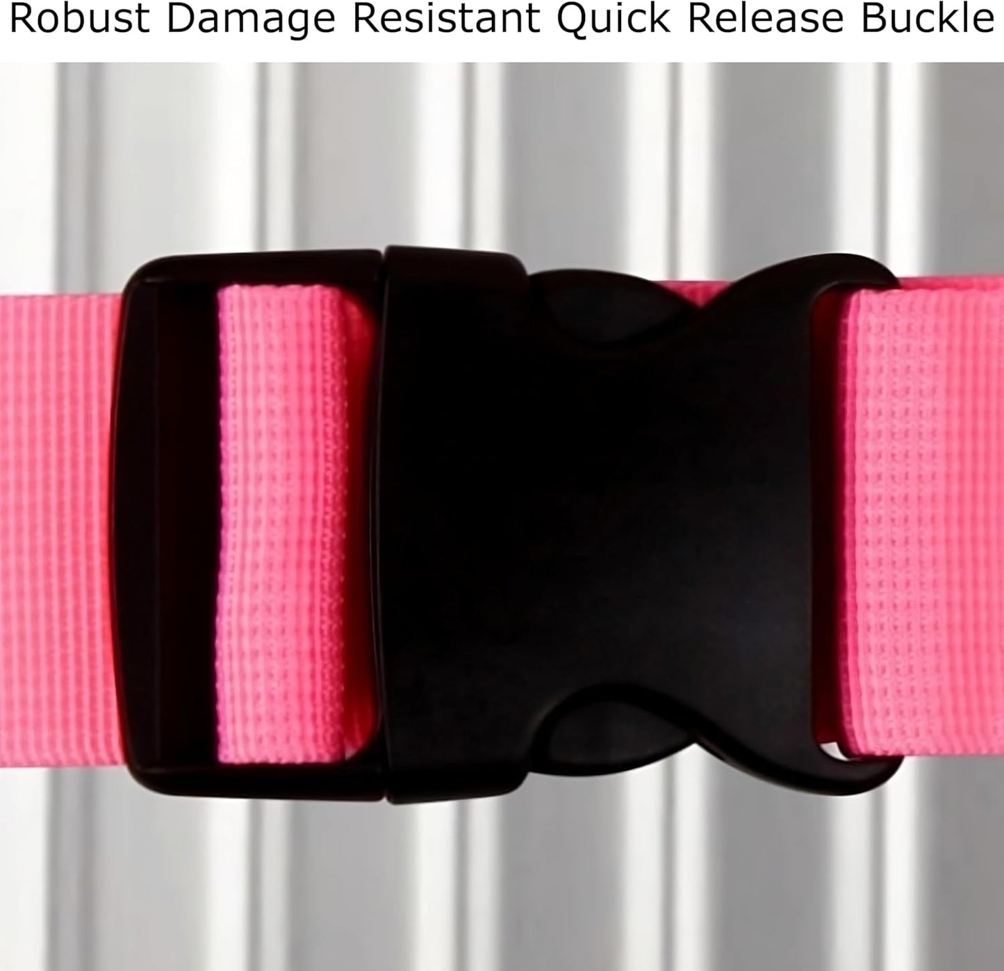 ✅ Heavy Duty Luggage Cross Strap Suitcase Belts - with Personalised Baggage Claim Identifier Address Label (Bright Pink) - One-Wear, OW-Travel