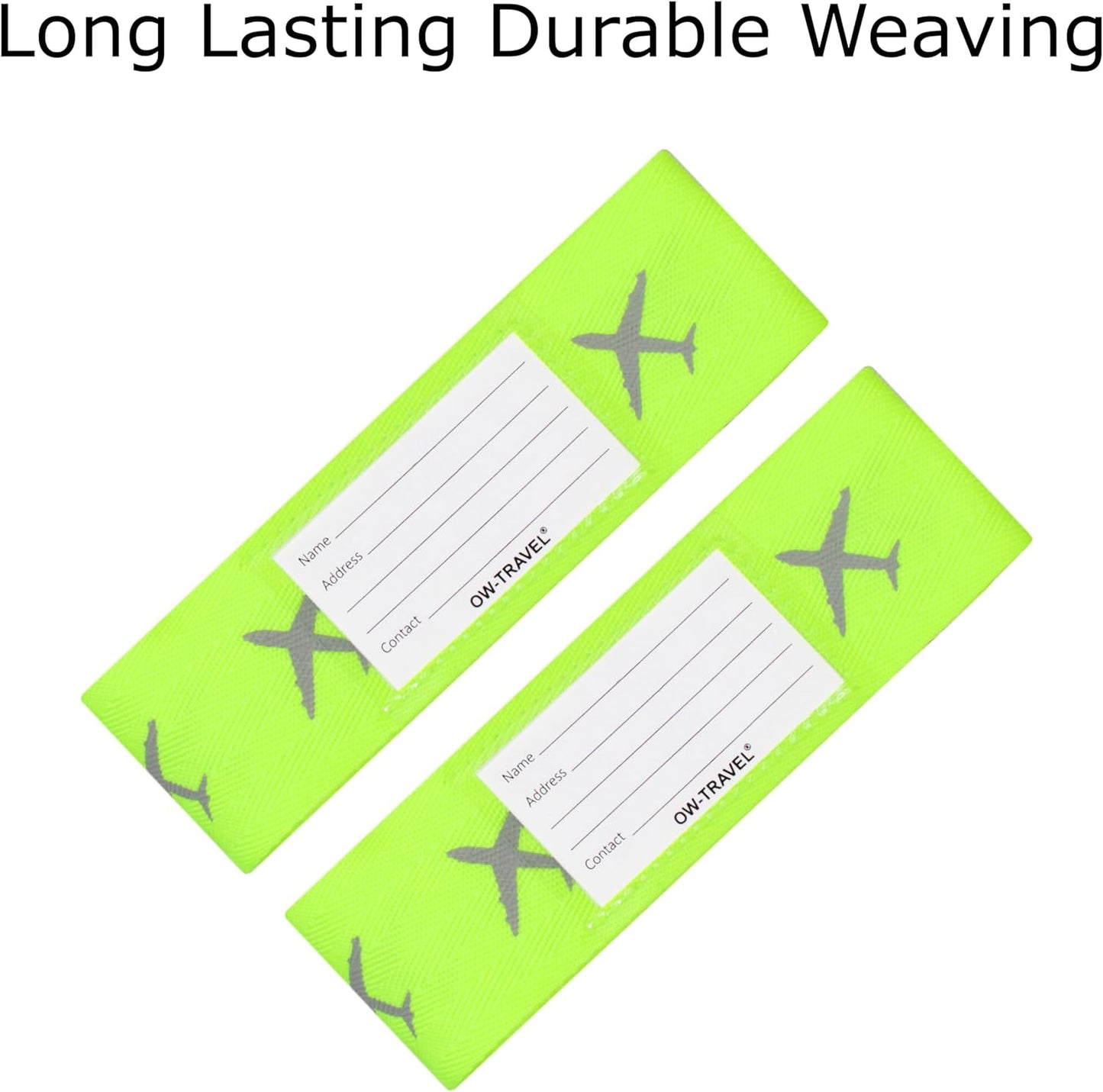 ✅ Heavy Duty Luggage Cross Strap Suitcase Belts - with Personalised Baggage Claim Identifier Address Label (Yellow) - One-Wear
